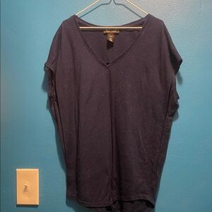 New York & Company Navy V-Neck Tee